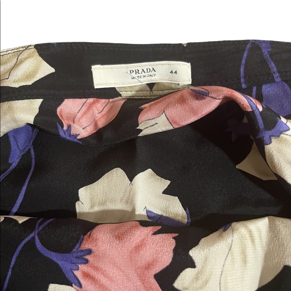 Silk Prada black Floral Skirt SZ 44 - Picture 6 of 6
